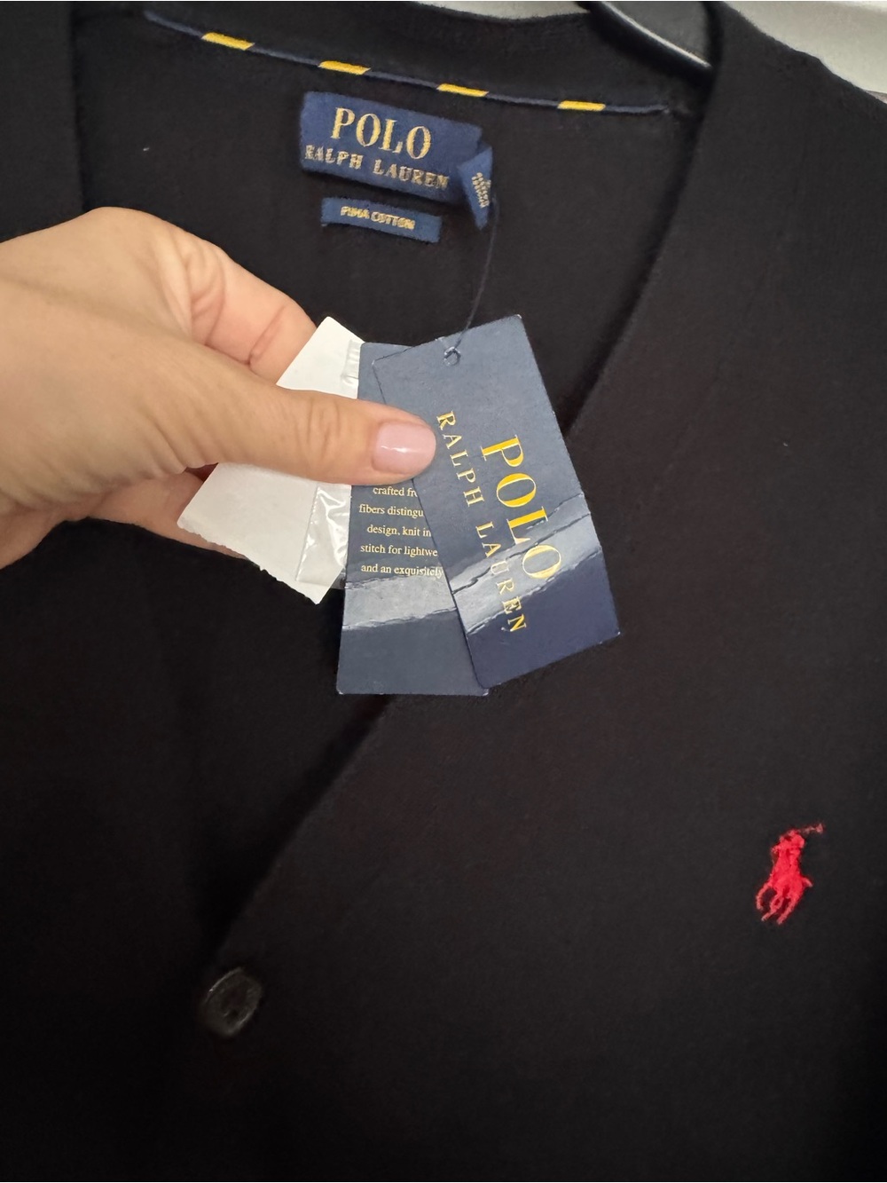 Ralph Lauren Men’s Black Cardigan with Red Pony Logo - Picture 6 of 8